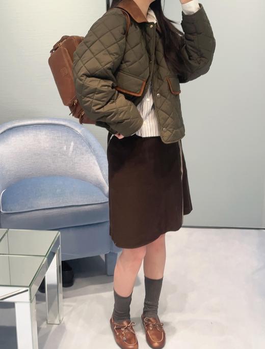 缪缪 25Fw早秋新款 军绿色菱格纹棉服夹克外套（ZY*MM） 商品图5