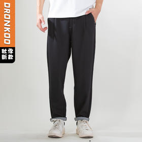 DRONKOO 2025 半松紧腰前打枣斜纹仿牛仔明线中厚休闲长裤