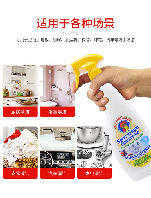 【中欧班列3瓶】意大利清洁剂 原装进口大公鸡管家多能去污清洁剂套装600ml/瓶OC 商品图3