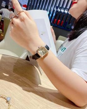 卡地亚 山度士系列 石英机芯 30米防水 女表 瑞表 38*27.5mm 鳄鱼皮表带（SP）