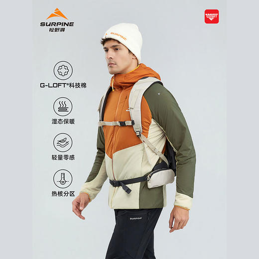 【现货】SURPINE松野湃 男女款 凌云系列G棉轻量保暖防泼水连帽拼色棉服 商品图0