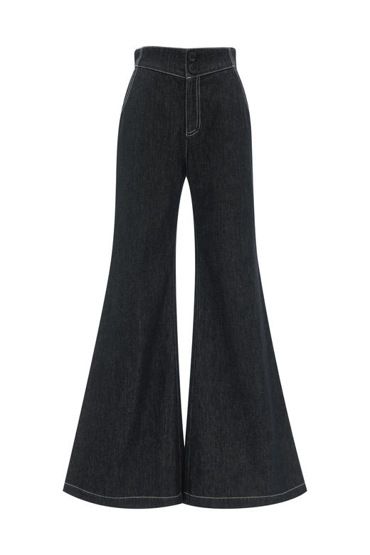 复古显瘦高腰阔腿喇叭裤牛仔裤 商品图5