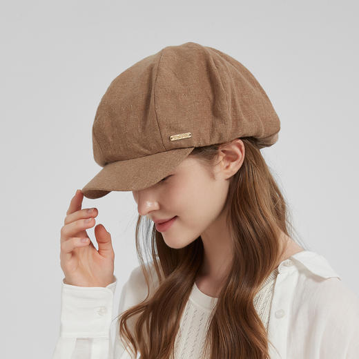 卡蒙棉麻混纺时尚复古鸭舌帽大头围简约轻薄贝雷帽KM-5302 商品图0