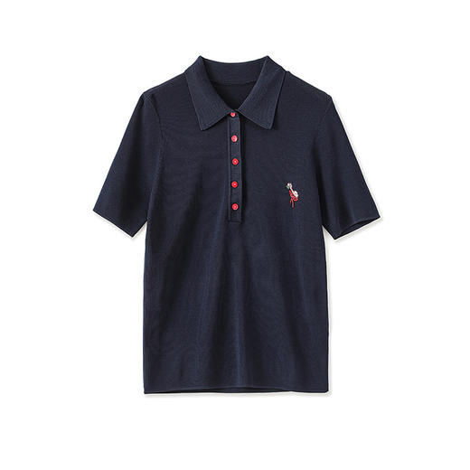 「高货wl」全新升级【铂金会员220/天猫299/差价79】(05735)洛诗琳精致独特法式翻领上衣2025夏季重工刺绣短袖针织衫 商品图4