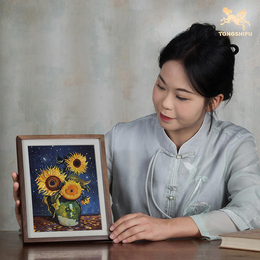 铜师傅 手工錾刻 铜雕画《金葵呈祥》向日葵书房办公室装饰画 商品图5