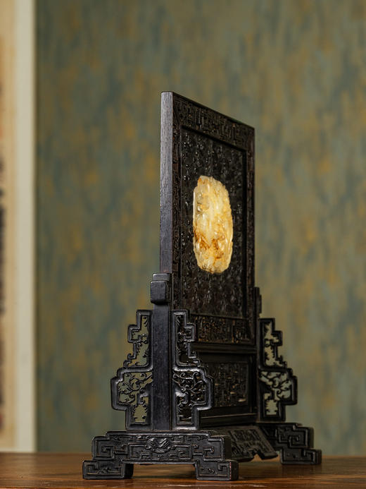 清中期	紫檀满工嵌玉透雕龙纹插屏 商品图4