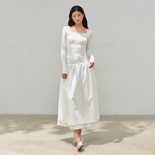 Ariseism 美式复古高级感白色蕾丝半身裙女秋季新款裙子 商品图3