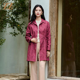 佐尔美经典复古气质抽绳中长款风衣外套女M43FZ20