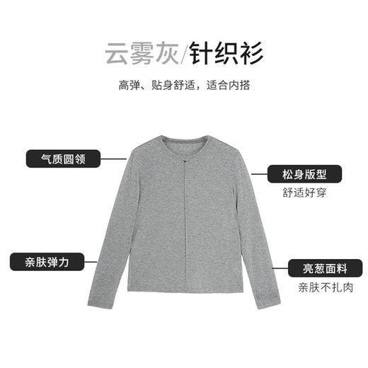 【商场同款】CNA5862 “ 轻奢针织 ” 云雾灰知性大气 弹力百搭针织衫 商品图13