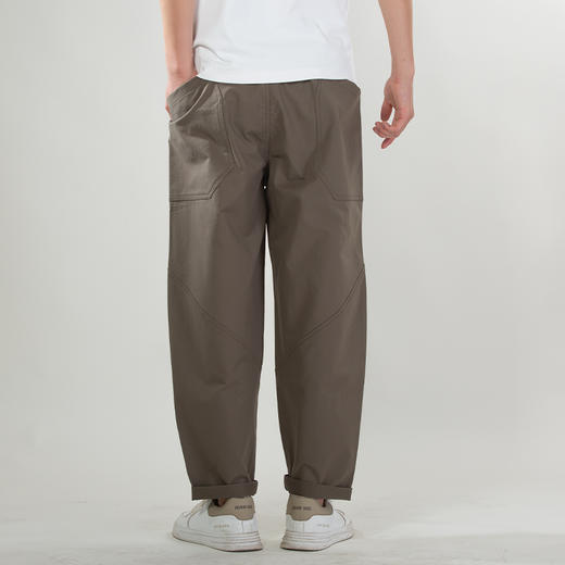 DRONKOO 2025 抽绳半松紧前多破缝结构后贴袋轻工装中厚工装长裤 商品图4