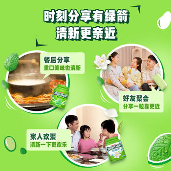 绿箭 无糖口香糖 薄荷味约40粒56g*6瓶 清新口气接吻糖 休闲零食糖果 /休闲食品 /糖果 /口香糖 商品图4