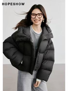 官网现售754元【品牌特卖】红袖HOPESHOW品牌➡️推荐款黑色绒子含量90%超蓬松面包服-喜出