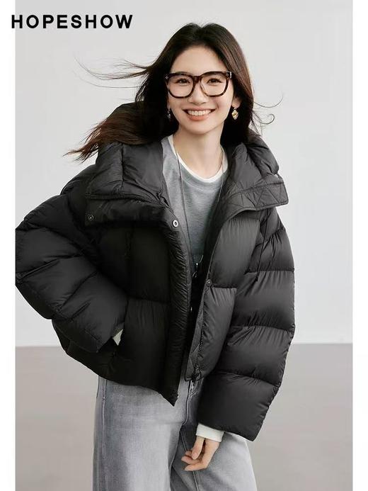 官网现售754元【品牌特卖】红袖HOPESHOW品牌➡️推荐款黑色绒子含量90%超蓬松面包服-喜出 商品图0