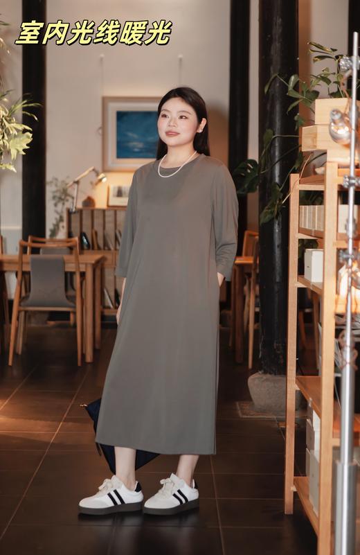 现货👍套头t恤连衣裙【直筒A字连衣裙】天丝罗马布，垂顺亲肤！适合通勤、休闲场合，夏秋过渡连衣裙~ 通勤休闲两穿 | 遮肉八分袖 | 夏秋百搭，天丝罗马布面料，亲肤、透气、柔软、弹力大，面料非常垂顺！ 商品图5