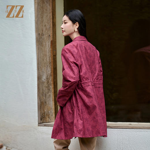 佐尔美经典复古气质抽绳中长款风衣外套女M43FZ20 商品图4