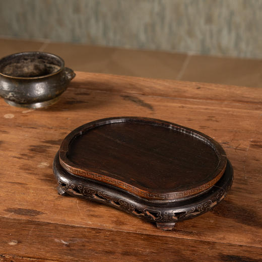 清	红木嵌银丝随形器座 商品图1