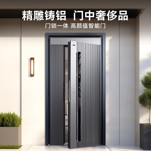 亚太天能精雕铸铝智能门H8pro一体化全自动AI三摄监控防盗入户门家用进户门子母大门 商品图8
