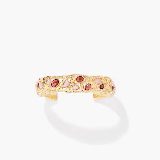 订购8周到｜Aurélie Bidermann-ATALIDE-石榴石 粉红蛋白石 镀金 细手镯［法国设计师］ 商品图0