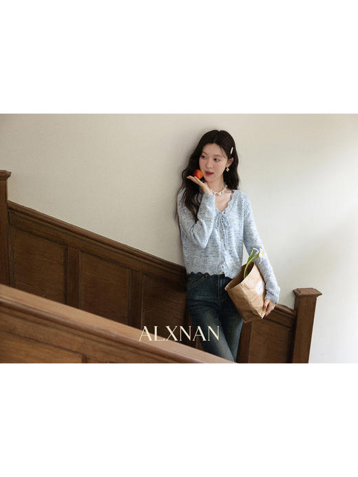 【65折秒杀】鹿向南「奶油糖霜」蓝色长袖针织衫早秋新款小众外搭开衫上衣女 商品图3