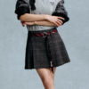 GOODBAI 高腰百褶侧腰拉链格纹短裙 商品缩略图0