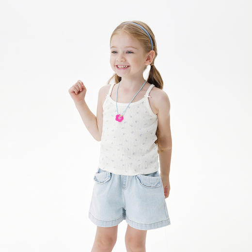 马克珍妮女童甜美爱心碎花吊带儿童背心上衣2025年夏装新款550712 商品图1