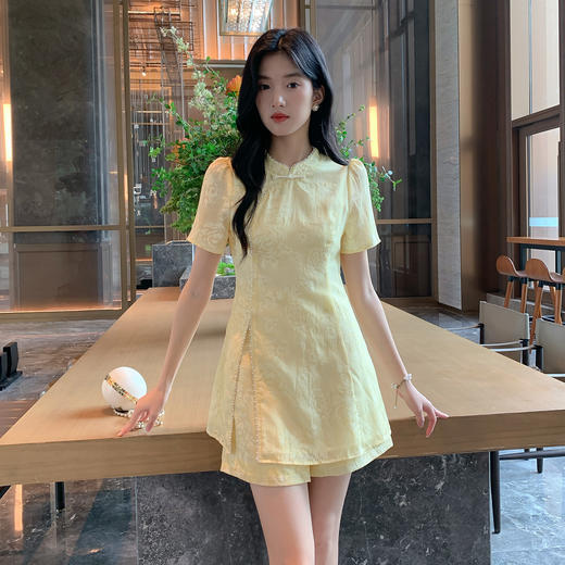 奢姿大码女装2025夏季气质国风碎花套装胖妹妹典雅减龄旗袍两件套9952953502 商品图4
