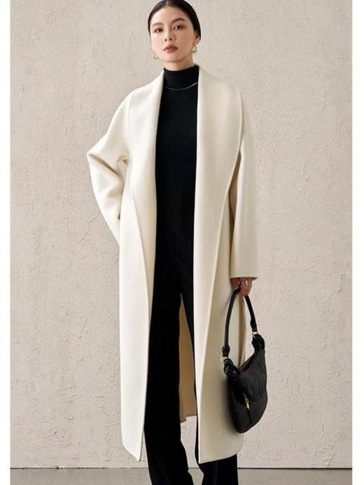 【高端系列】手工定制2360款54.9%绵羊毛➕莱赛尔➕桑蚕丝➕兔毛大女主款浴袍双面尼大衣外套-喜出 商品图1