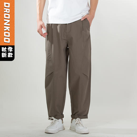 DRONKOO 2025 抽绳半松紧前多破缝结构后贴袋轻工装中厚工装长裤 商品图0