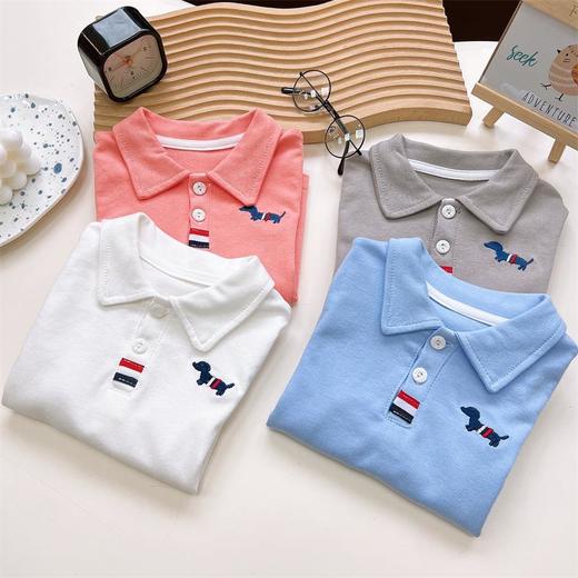 【39元任选2件】欢喜兔纯棉Polo衫开学季校服内搭长袖t恤新款男童宝宝打底衣女童上衣童80-140 商品图3