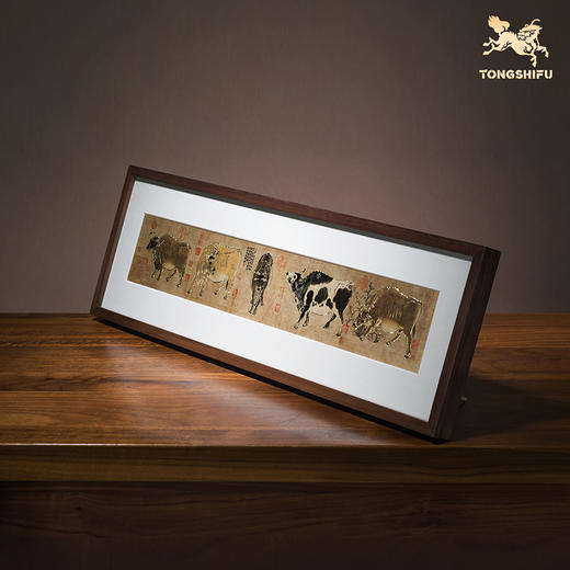 铜师傅 手工錾刻 铜雕画《五牛图（桌面）》书房办公桌装饰画 商品图1