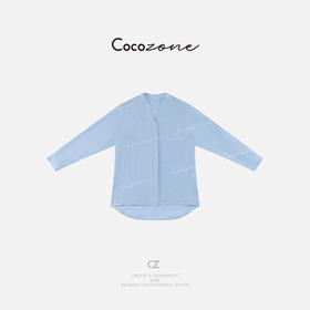 COCO ZONE 刘一一【100亚麻】简约V领暗扣舒适透气衬衣CD2A0616