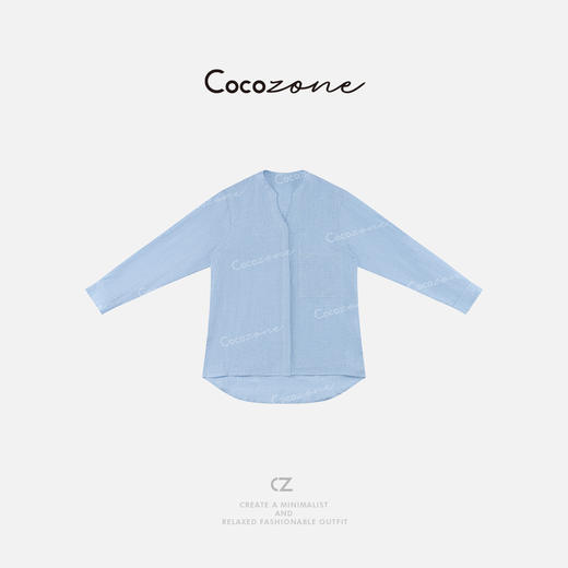 COCO ZONE 刘一一【100亚麻】简约V领暗扣舒适透气衬衣CD2A0616 商品图0