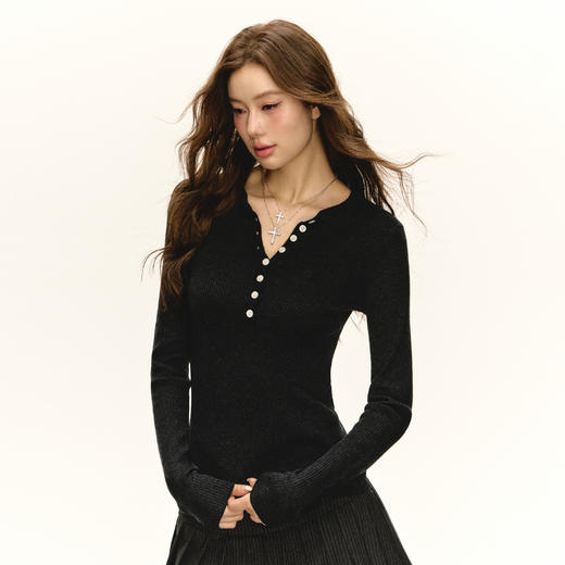 Ariseism 美式复古4色薄款长袖针织衫女秋季新款修身上衣 商品图4