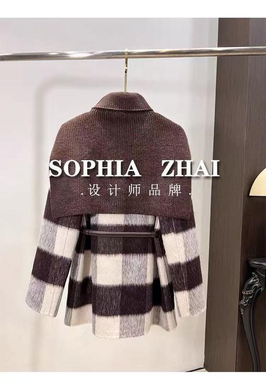 【高端系列】305款90%高支丝光羊毛➕苏丽绒格子双面尼大衣-喜出 商品图3