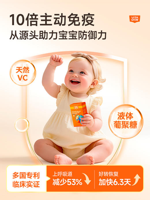 Vita Grow 酵母β葡聚糖滴剂 55ml/瓶 提升宝宝免疫降低婴幼儿呼吸道感染（有效期至26年1月4日） 商品图3