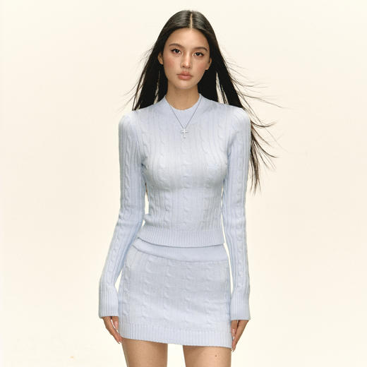 Ariseism 美式复古3色麻花针织毛衣短裙套装女秋季新款两件套 商品图3