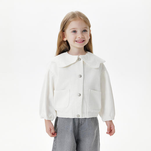 马克珍妮女童甜美花边领牛仔外套儿童纯棉上衣2025春装新款250197 商品图1