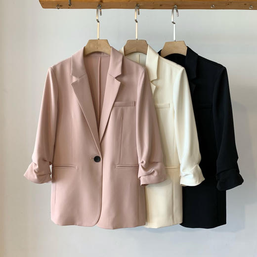 ♥️清！！原价179醋酸外套❗️清79❗️断色断码严重！西装控最爱🌷高阶通勤❗️时髦褶艺七分袖西装！  ✅立体剪裁，收腰的设计，显瘦不会紧绷，匠心品质！春夏西装刚好适合过渡期！ 商品图2