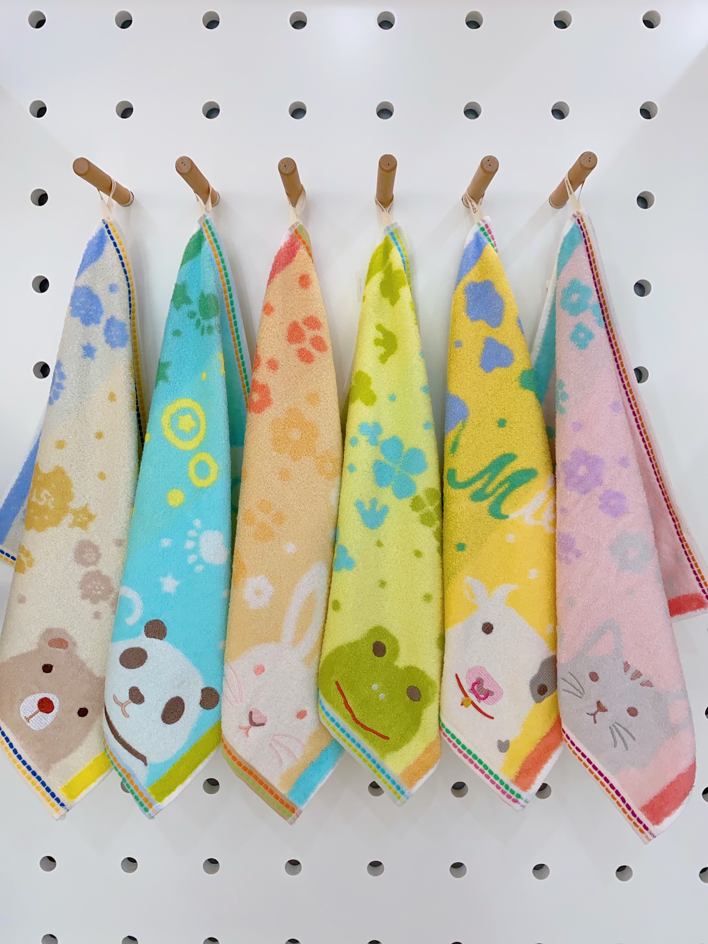 松植屋超萌卡通方巾6条组合儿童卡通面巾洗脸巾34*34cm