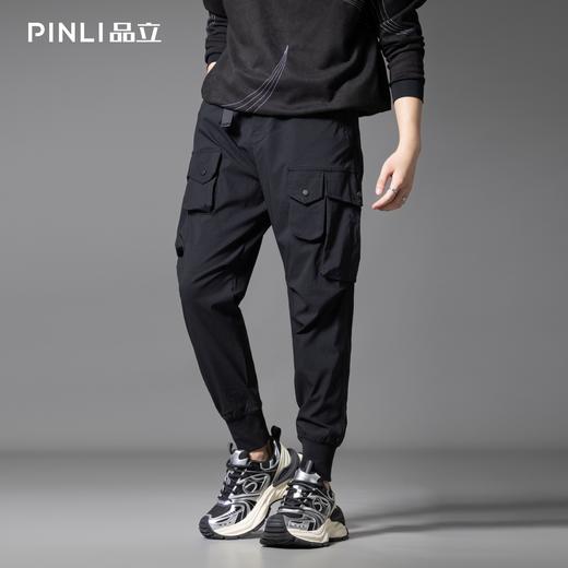 PINLI品立2025秋季新款潮牌多口袋工装裤男士宽松休闲长裤束脚裤GD253117025 商品图3