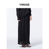 VIMAGE纬漫纪通勤百搭休闲高腰莱赛尔黑色直筒2025秋季新款半身裙V2406101 商品缩略图2