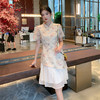 奢姿大码女装2026夏季减龄蝴蝶印花改良旗袍裙子胖妹妹拼接连衣裙9952853526 商品缩略图4