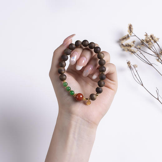 xy0536沉香+志红碧玉平安多财手串 商品图8