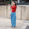 绽放女装503朵/亚麻半腰松紧内加抽绳双层灯笼裤宽松阔腿休闲裤女 商品缩略图2