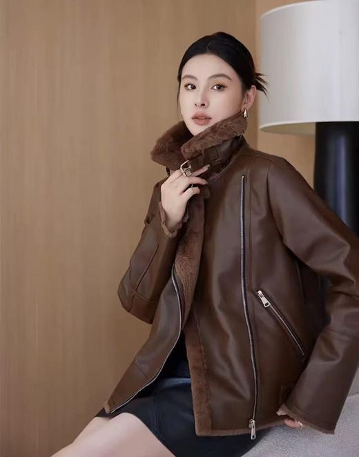 【品牌特卖】seazennal厚款皮毛一体pu免洗脏了可擦秋冬外套-喜出 商品图3