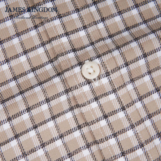 【休闲云染格纹 100%棉】占姆士男士春秋季新款纯棉云染修身格纹衬衫 商品图8