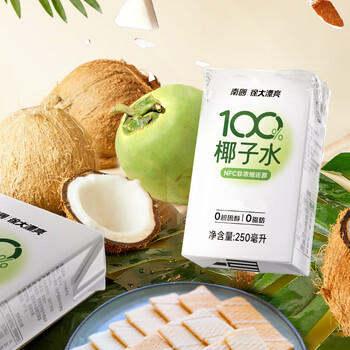 南国100%椰子水 NFC天然电解质水 海南特产椰果椰汁 250ml*24盒 整箱 /水饮冲调 /饮料 /果蔬汁/饮料 商品图4
