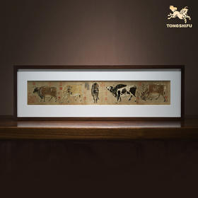 铜师傅 手工錾刻 铜雕画《五牛图（桌面）》书房办公桌装饰画