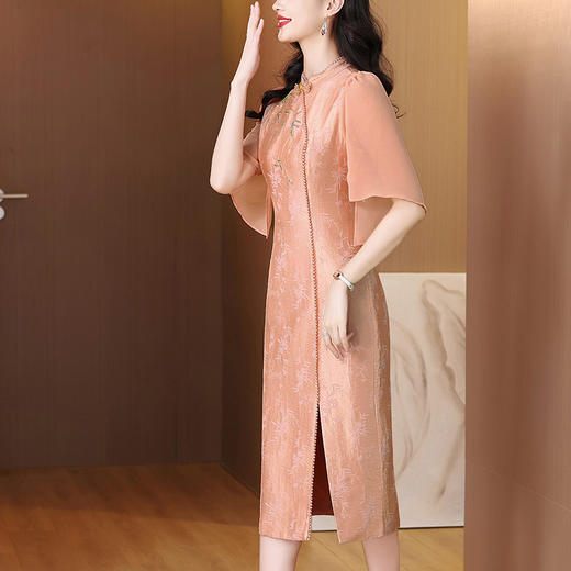 AHM yqwl5618喇叭袖优雅长款印花连衣裙 商品图1