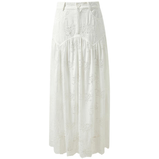 三彩独醒2025秋季新款半身裙蕾丝A字裙浪漫长裙小白裙气质F 商品图4